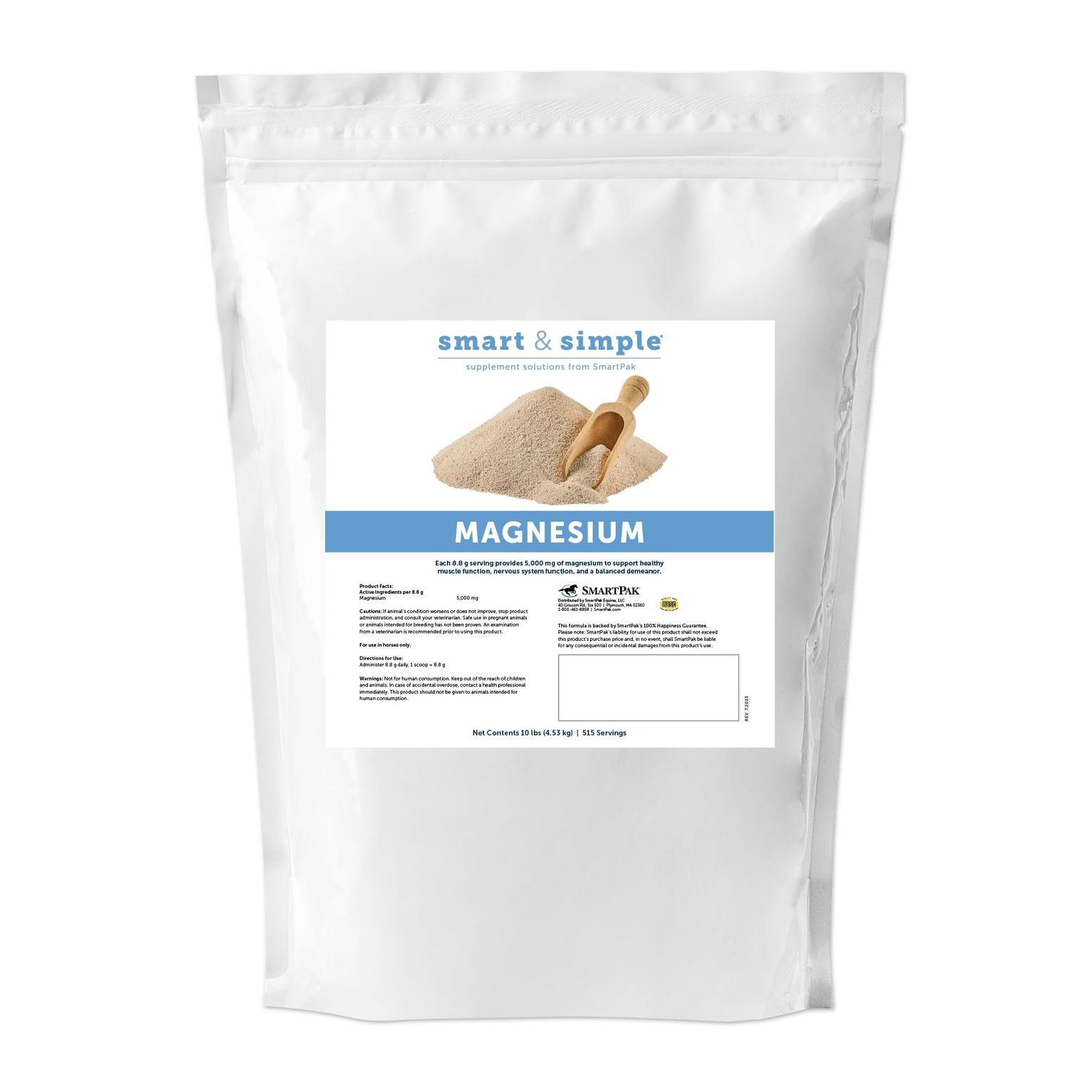 SmartPak Smart Simple Magnesium Horse Supplement Supports Metabolism and Muscle Function 10 lb