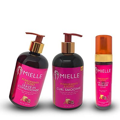 Mielle s Pomegranate and Honey Leave In Conditioner,Curl Smoothie,Curl Mossue Combo,Provides long-lasting Moisture,Specially Formulated for Thick,Curly Hair