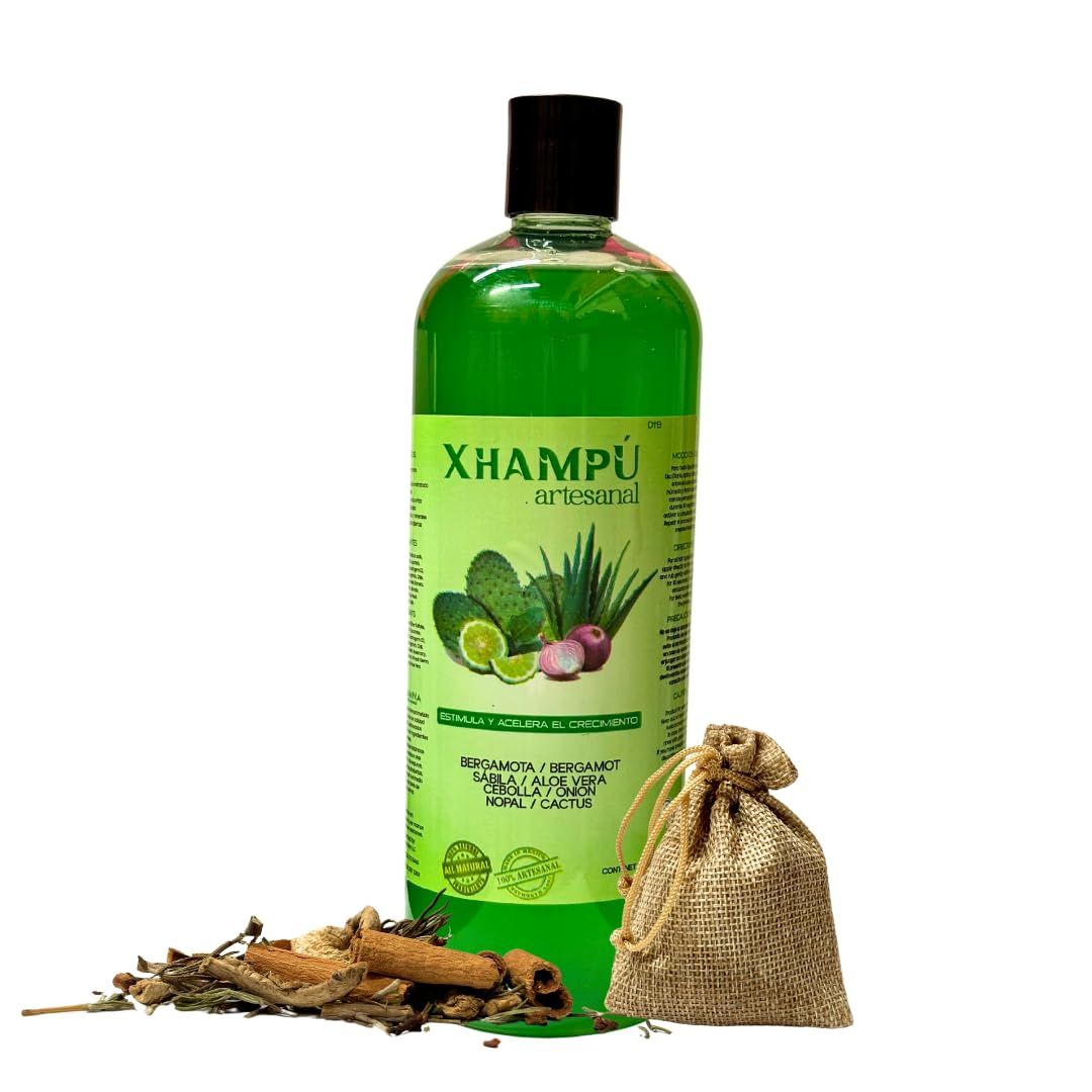 ALEBRIXES - Artisan Shampoo for Longer Hair made with Bergamot, Aloe Vera, Onion Cactus Champu Artesanal con Bergamota, Sabila, Cebolla y Nopal Hecho en Mexico