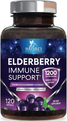 Elderberry Immune Support Extract Capsules - Daily Immune Support for Adults with Natural Sambucus Black Elderberry Antioxidant - No Sugar Gluten Free Vitamin, Non-GMO Supplement - 120 Capsules