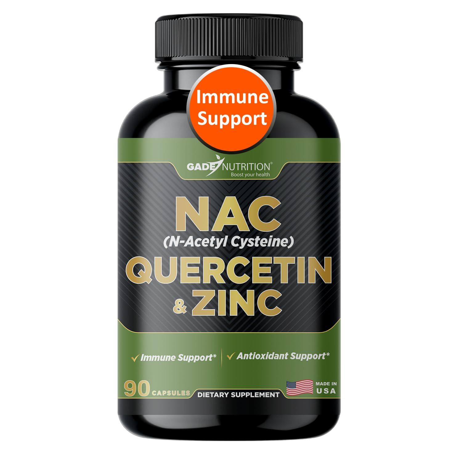 Gade Nutrition NAC Supplement n-Acetyl cysteine with Quercetin Zinc Immune Support Supplement with n Acetyl cysteine Vegetable Capsules USA Made
