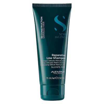 Alfaparf Milano Semi Di Lino Reconstruction Reparative Travel Size Shampoo for Damaged Hair - Hydrating Shampoo for Dry Hair - Restores Fiber Elasticity - Sulfate Paraben Free - Vegan (2.54 oz)