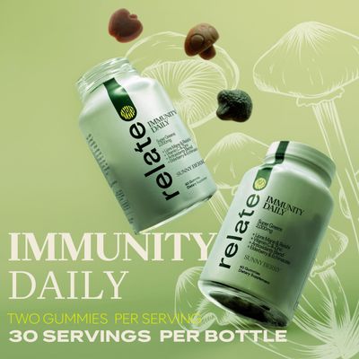 relate Immunity Daily Gummies - Super Greens, Lion's Mane Reishi, Vitamin C Zinc, Antioxidant Blend with Elderberry Echinacea - Sunny Berry Flavor, 60 Count
