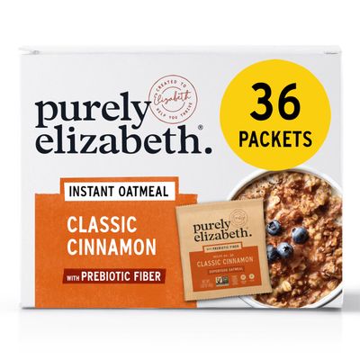Purely Elizabeth Classic Cinnamon Superfood Oatmeal, with Prebiotic Fiber, Gluten Free Non-GMO, 9.12 Oz (Pack of 6)