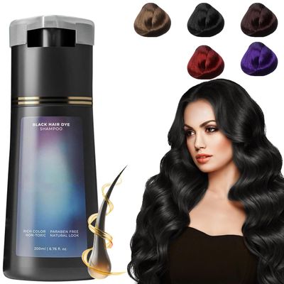 NIUYOU Hair Dye Shampoo, Hair Color, Hair Care Instant Dye Shampoo, Natural Hair Color Shampoo for Gray Hair Coverage (Black)