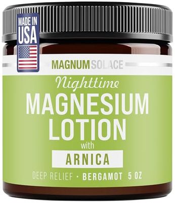 Nighttime Magnesium Lotion with Arnica - Soothing Relief Relaxation, Highly Concentrated Magnesium for Muscles Joints - Apply to Legs or Feet Before Bed - Skin-Friendly