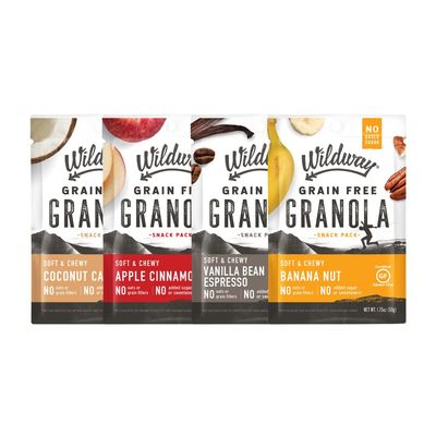 Wildway Keto Granola Snack Packs Variety Grain-Free Certified Gluten-Free Cereal Vegan, Low Carb No Sugar Added Paleo-Friendly, Non-GMO Fruit Nut Clusters Nutrient-Rich Snack 4 Pack