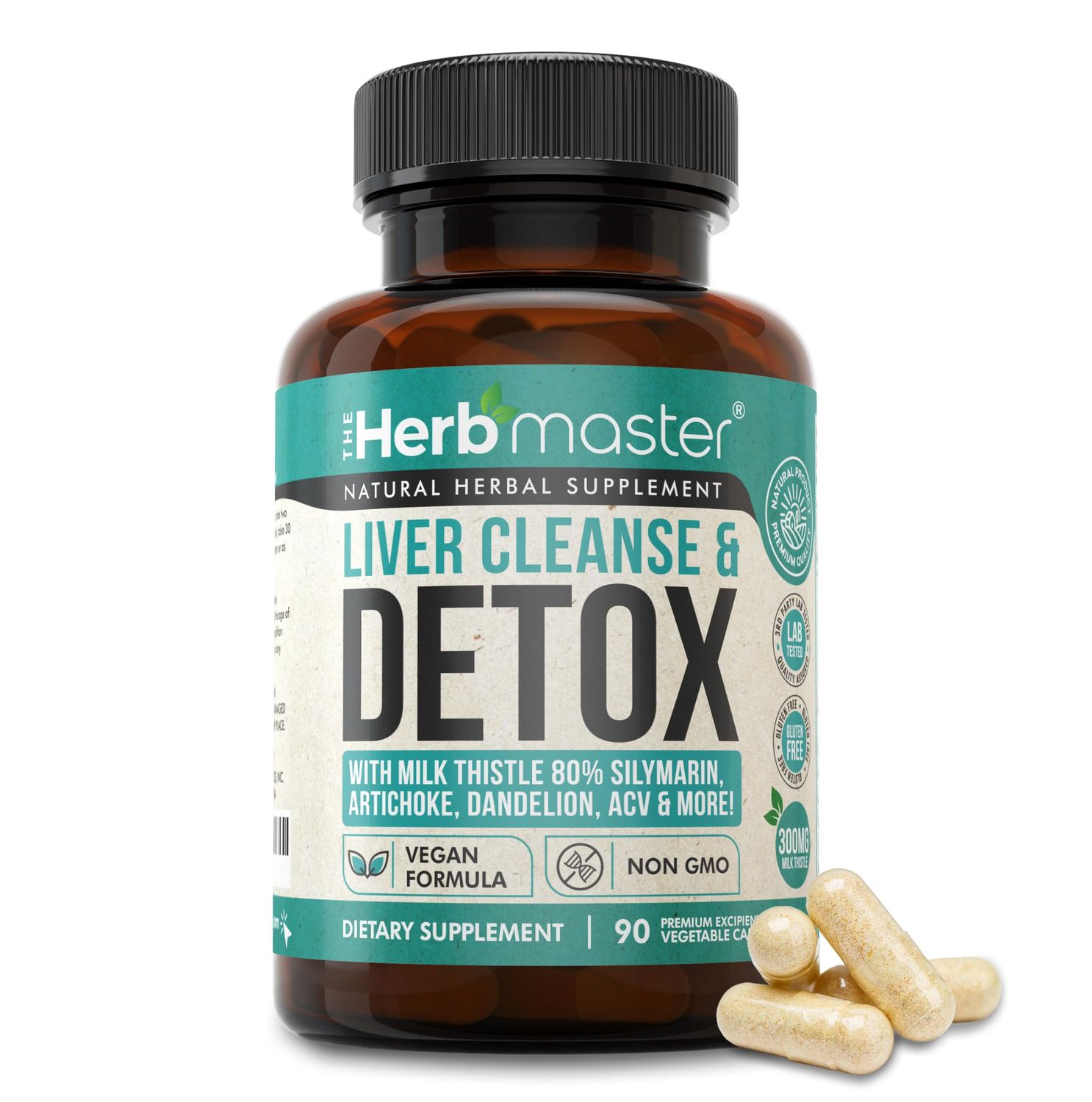 Nora Ross Herbmaster Liver Detox Cleanse Herbal Liver Support Repair, Milk Thistle Liver Detox, Zinc, Choline, Artichoke, Choline, Chanca Piedra Vegan, Non-GMO 90 Count (45 Servings)