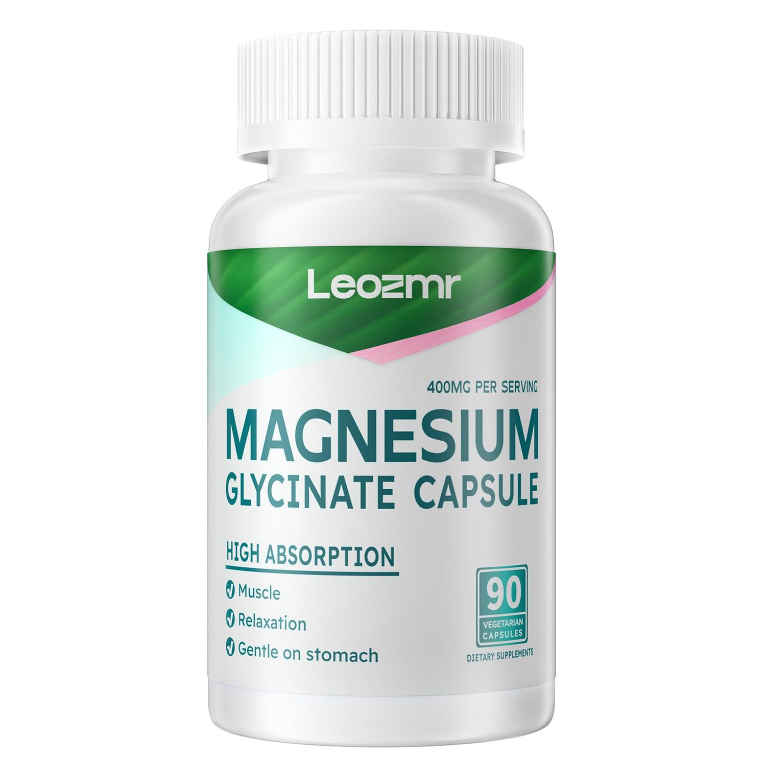 Magnesium Glycinate 400 MG per Serving 100 Chelated for High Absorption, Gentle On Stomach, Non-GMO, 90 Vegetarian Capsules