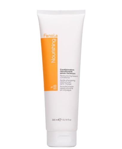 Fanola Restructuring Leave In Conditioner - Hydrating Hair Care with Frizz Control Breakage Repair - Made with Linseed Oil Milk Proteins for Instant Hair Shine (10.14 oz)