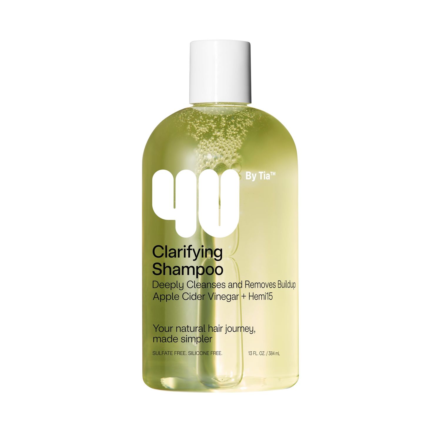 4U by Tia Clarifying Shampoo for Curly, Coily, Kinky 3A-4C hair - Apple Cider Vinegar For Clean, Refreshed Hair Care Gifts for Women - Sulfate-Free Paraben-Free Formula remove build-up - 13 fl. oz