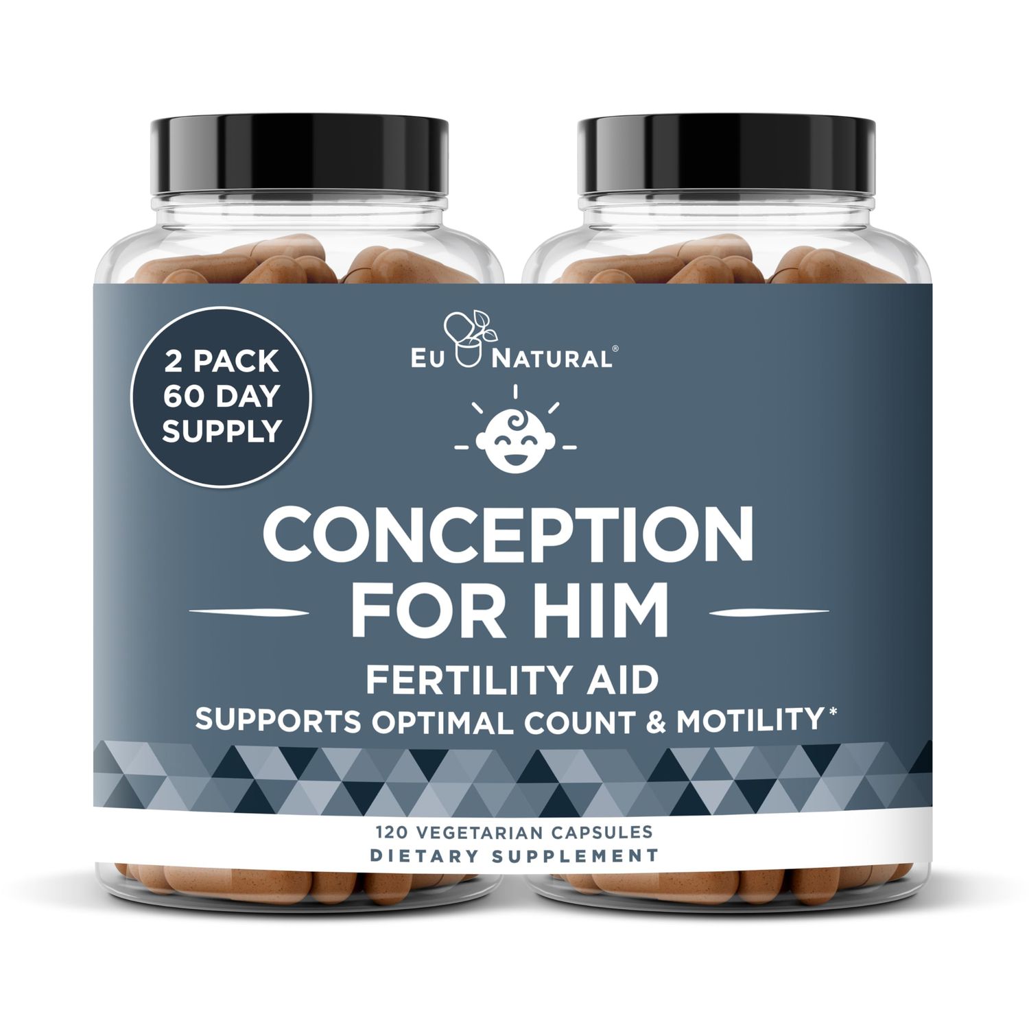 Conception For Him - Fertility Supplements for Men, Male Fertility Support Prenatal - Optimal Sperm Count, Motility Strength - Ashwagandha, Folate Folic Acid, Magnesium, Zinc - 120 Veg Soft Capsules