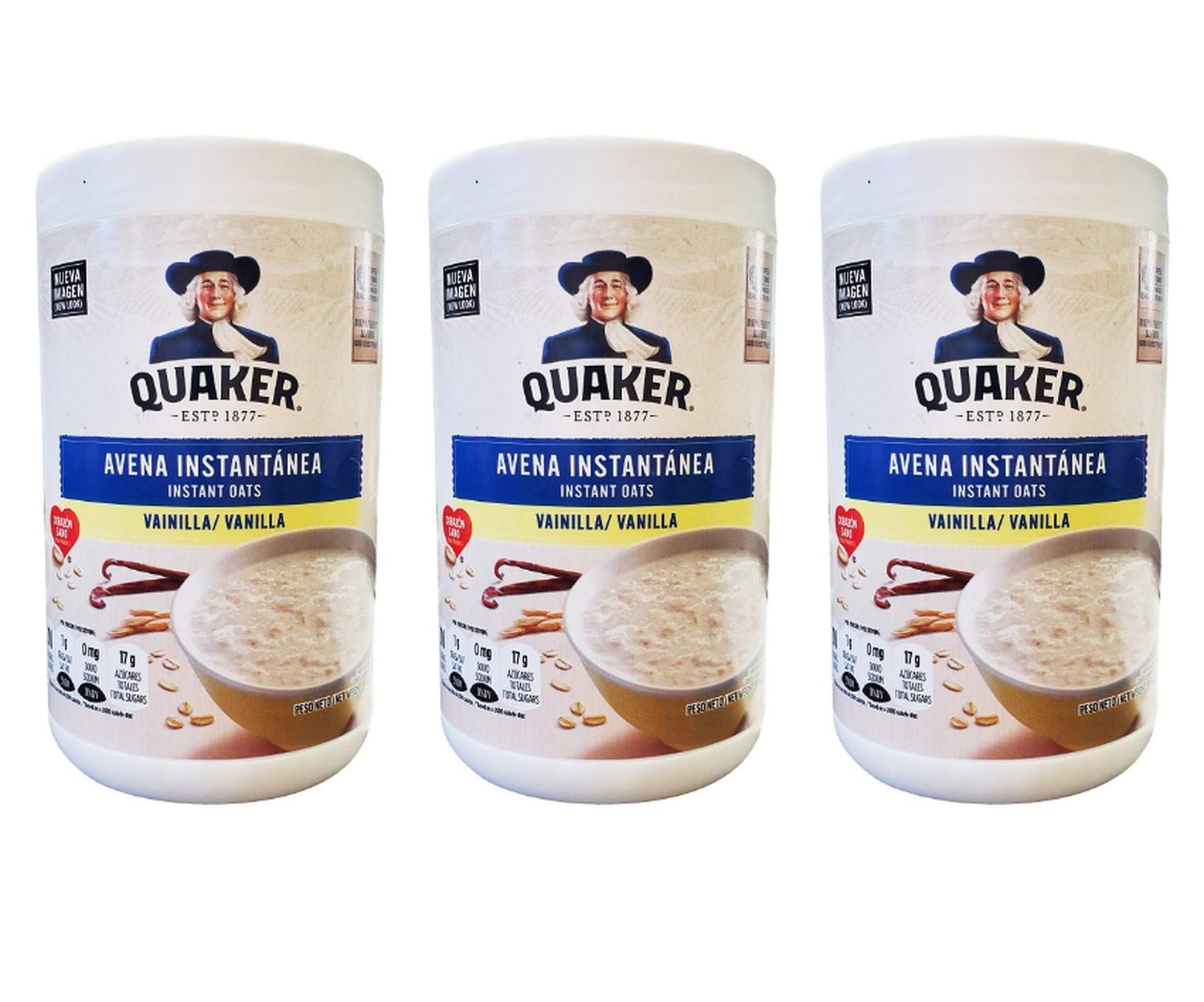 Quaker Avena Instantanea Instant Oats Vanilla, (3 Pack, Total of 34.8 oz)