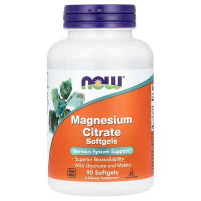 Now Foods Magnesium Citrate - 90 Softgels (Pack of 3)