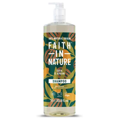 Faith in Nature Natural Shampoo - Vegan Cruelty Free, No SLS or Parabens - 33.8 fl oz Family Sized, Shea Argan