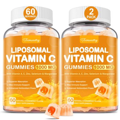 Tcemundry Liposomal Vitamin C Gummies 1000mg for Adults: Vitamin C Chewable Gummy with Zinc, Elderberry, Vitamins A E