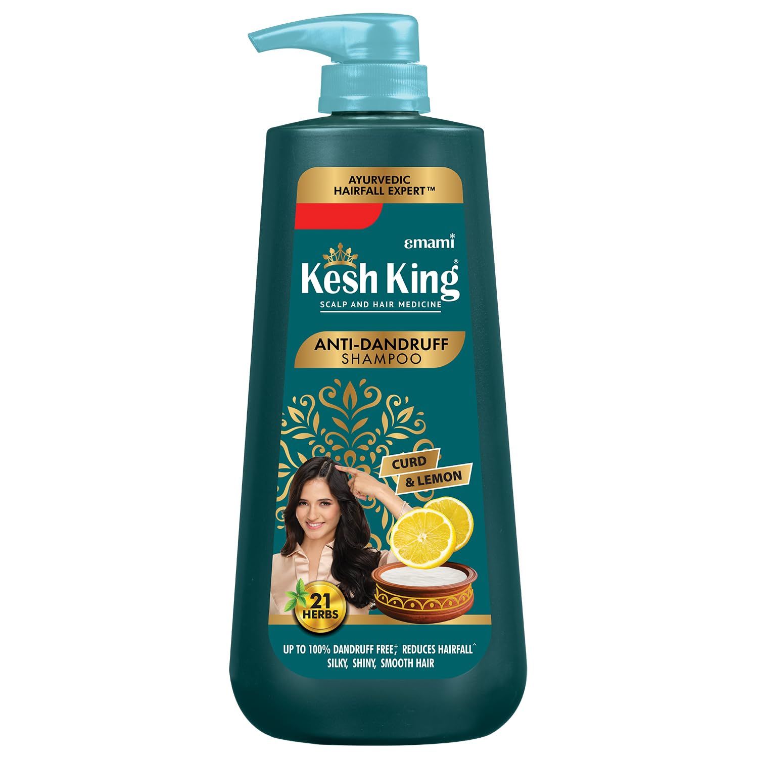 KESH KING Anti Dandruff Shampoo Ayurvedic Hair Cleanser with Curd Lemon Reduce Hairfall Nourishes Itchy Scalp Gives Smooth Soft Hair 20.29 Fl Oz600ml