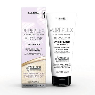 Knight Wilson PurePlex Bond Reconstructing Blonde Shampoo. Neutralizes Brassy Yellow Tones in All Blonde, Lightened and Grey Hair Whilst Repairing and Leaving Crisp White Blonde.
