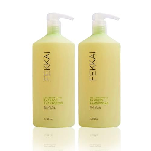 FEKKAI Brilliant Gloss Shampoo - 1L, Pack of 2 - Transforms Hair with 4X Shine - Free of Sulfates, Parabens, Phthalates - Vegan, Cruelty-Free