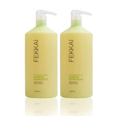 FEKKAI Brilliant Gloss Shampoo - 1L, Pack of 2 - Transforms Hair with 4X Shine - Free of Sulfates, Parabens, Phthalates - Vegan, Cruelty-Free