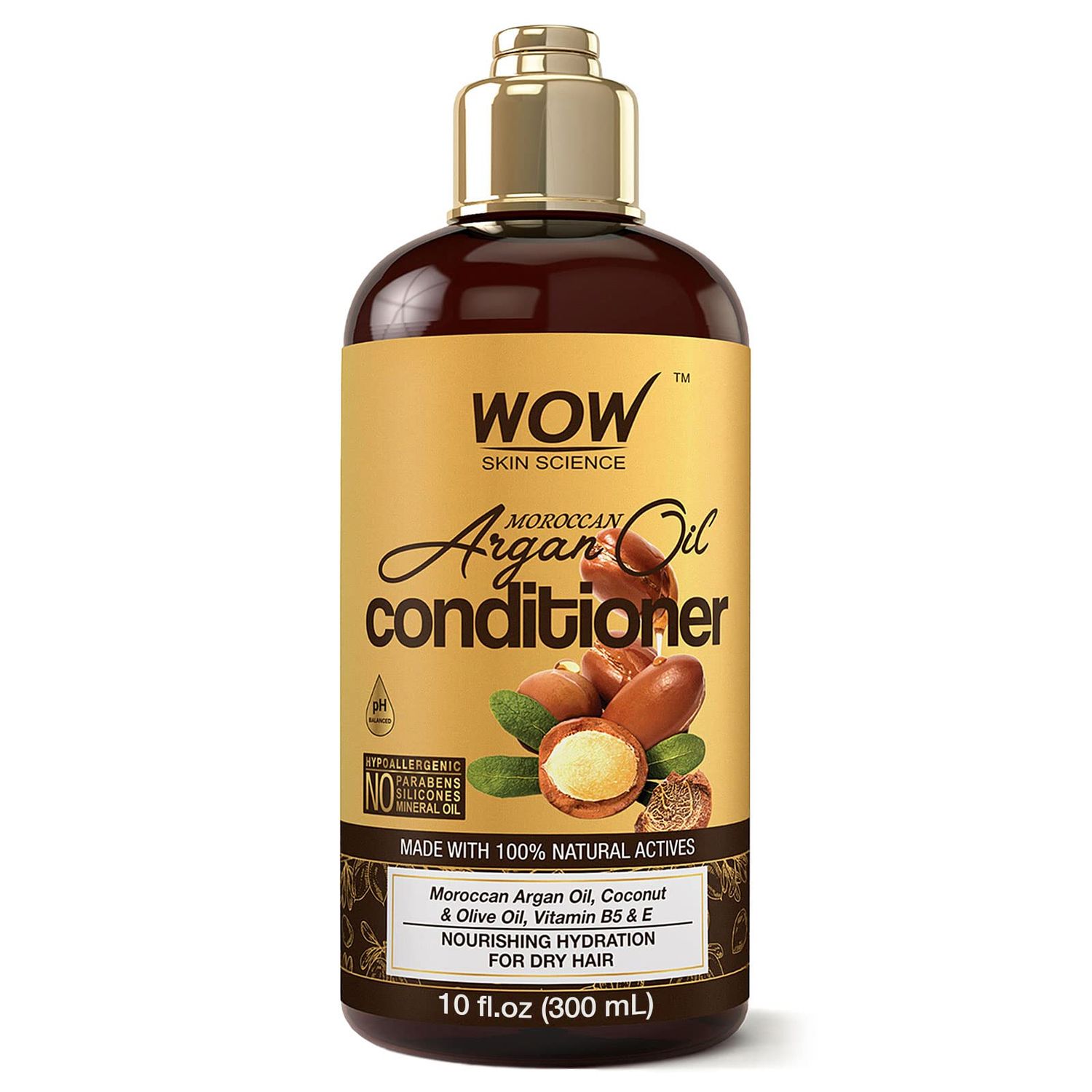 WOW Skin Science Moroccan Argan Oil Hair Conditioner Increase Gloss, Hydration, Shine - Reduce Itchy Scalp, Dandruff Frizz - No Parabens or Sulfates - All Hair Types (10 Fl Oz (Pack of 1))