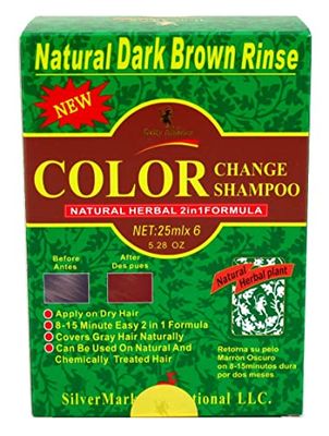 Deity America Natural Herbal 2in1 Formula Color Change Shampoo, Dark Brown Rinse 6 ea