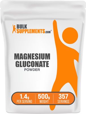 BulkSupplements.com Magnesium Gluconate Powder - Magnesium Supplement, Essential Mineral - Unflavored Gluten Free, 1.4g per Serving, 500g (1.1 lbs) (Pack of 1)