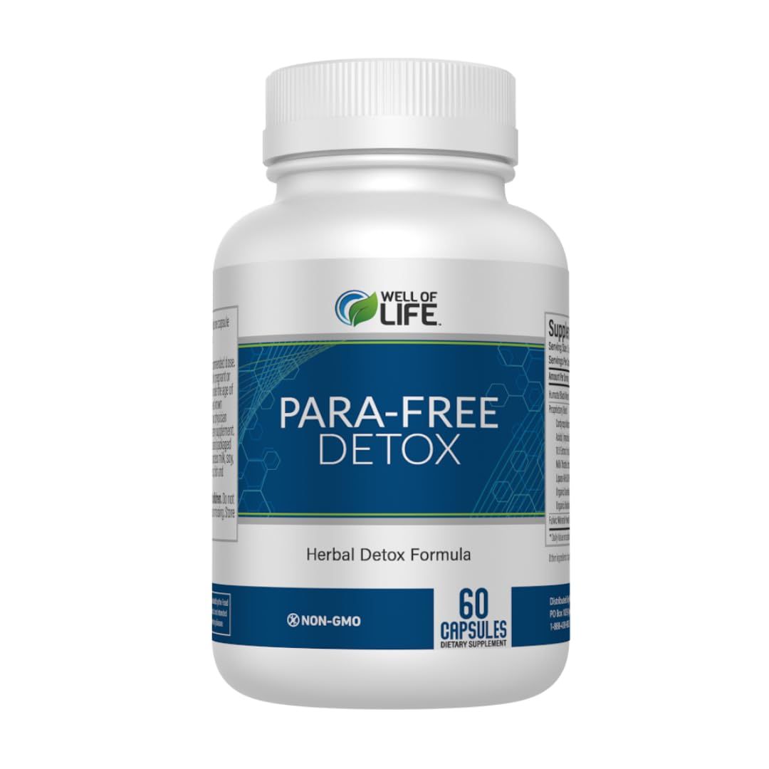 Well of Life para-Free Detox: Immune Support Natural Detox Blend with Zinc, Black Walnut, Wormwood, Goldenseal, Cranberry Garlic. Synergistic Formula for Overall Wellness: 60 V Capsules