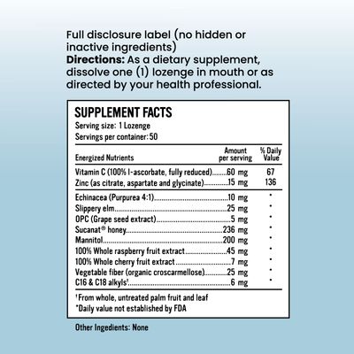 Triple Zinc Lozenges - 3 Forms of Bioavailable Zinc Glycinate, Zinc Citrate, Zinc Aspartate - Zinc Immune Support Supplement Echinacea, Slippery Elm, OPC, Vitamin C, Sucanat Honey