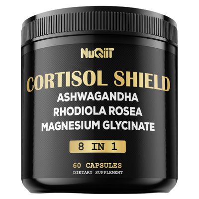 8in1 Cortisol Shield - Ashwagandha and Magnesium, Rhodiola Rosea, Lions Mane, Sea Moss, Turmeric, St Jonh&#39;s Wort - Mind Mood Balance, Rest Well, Support Immume - 60 Capsules