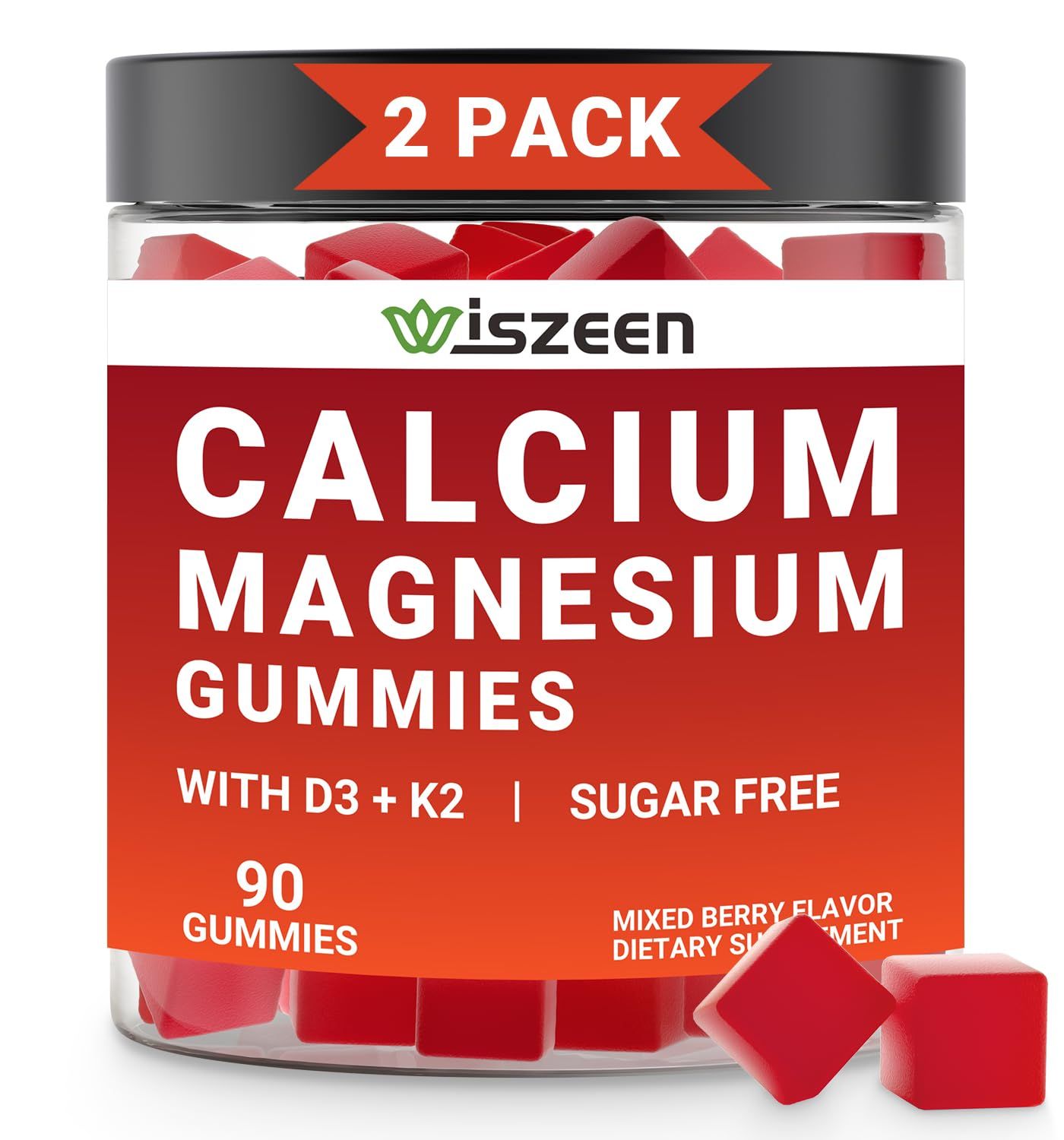 Calcium with Vitamin D3 K2 Gummies, Sugar Free Calcium Supplement for Women Men, Chewable Calcium Citrate with Magnesium, Zinc for Bone, Muscle Immune Support