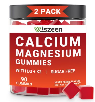Calcium with Vitamin D3 K2 Gummies, Sugar Free Calcium Supplement for Women Men, Chewable Calcium Citrate with Magnesium, Zinc for Bone, Muscle Immune Support