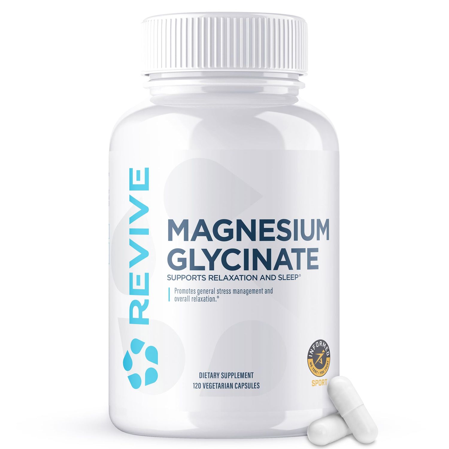 Revive MD Pure Magnesium Glycinate Capsules 200mg High Absorption Supplement for Relaxation Stress Relief - Organic Memory Sleep Support Pills for Strong Bones, Normal Nerve Muscle Function