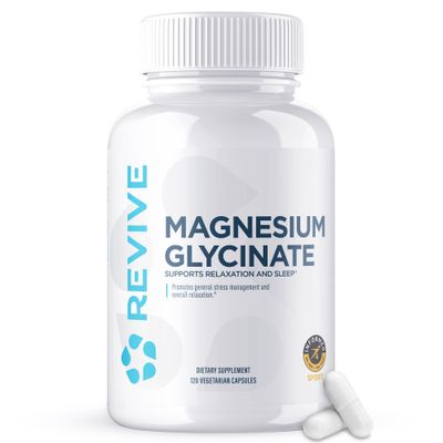 Revive MD Pure Magnesium Glycinate Capsules 200mg High Absorption Supplement for Relaxation Stress Relief - Organic Memory Sleep Support Pills for Strong Bones, Normal Nerve Muscle Function