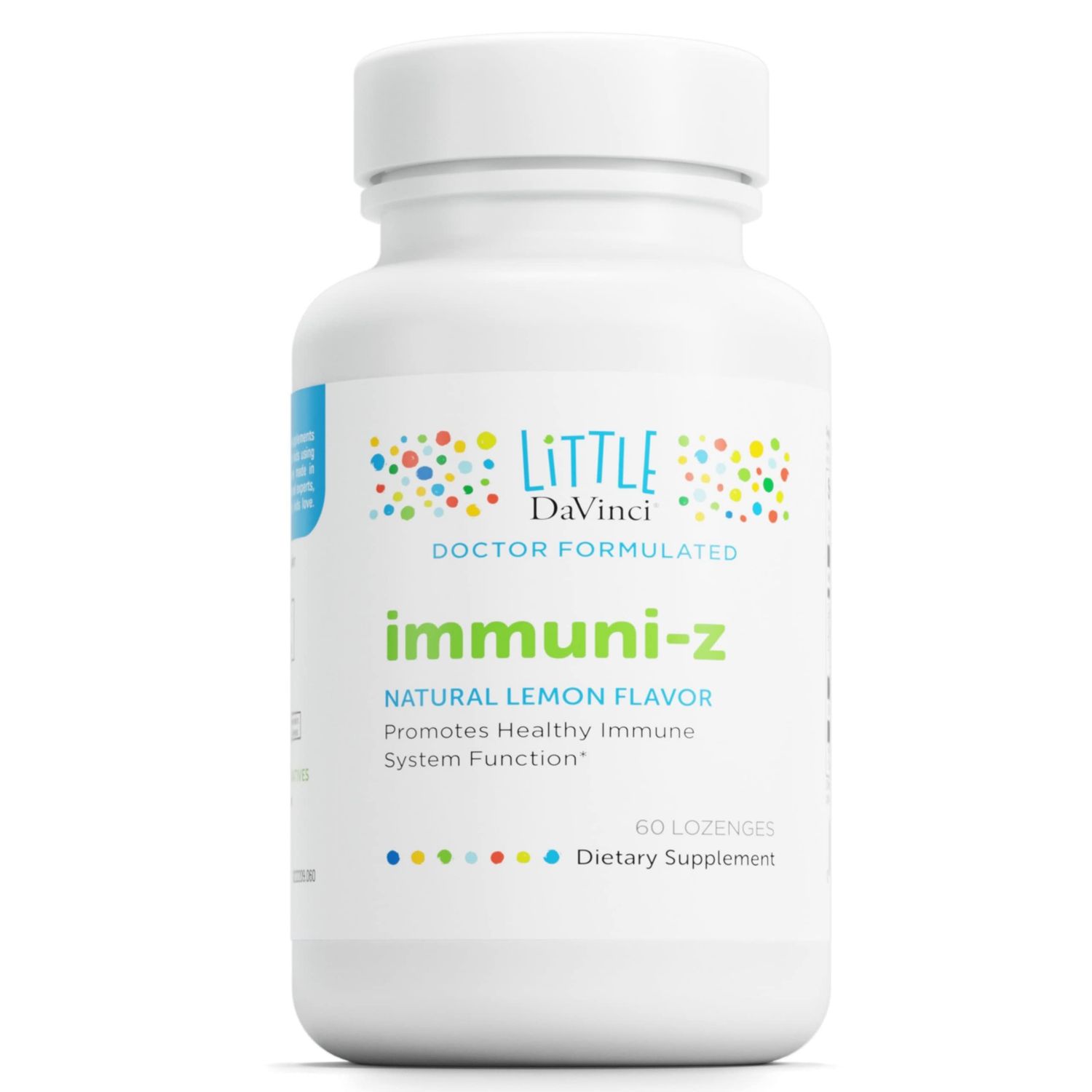 DAVINCI Little Immuni-z - Kids Zinc Lozenge to Support Immune Health, Throat Tissue, Brain Health and Development, Sleep and Focus - with Zinc Citrate and More - Lemon Flavor - 60 Lozenges