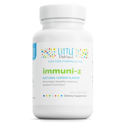 DAVINCI Little Immuni-z - Kids Zinc Lozenge to Support Immune Health, Throat Tissue, Brain Health and Development, Sleep and Focus - with Zinc Citrate and More - Lemon Flavor - 60 Lozenges
