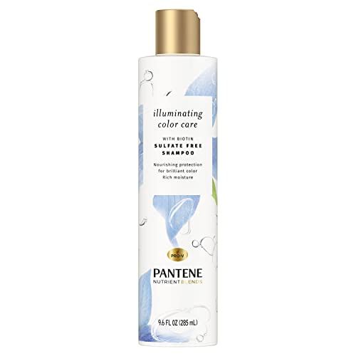 Pantene Sulfate Free Shampoo with Biotin, Safe for Color Treated Hair, Nutrient Blends Illuminating Color Care, 9.6 fl oz, Pack of 4