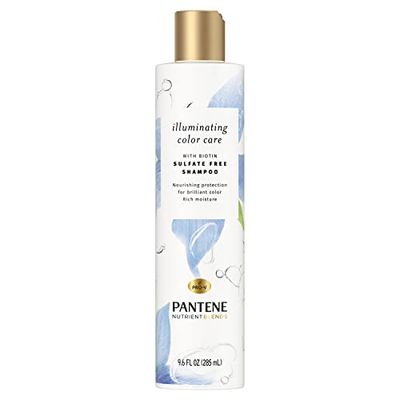 Pantene Sulfate Free Shampoo with Biotin, Safe for Color Treated Hair, Nutrient Blends Illuminating Color Care, 9.6 fl oz, Pack of 4
