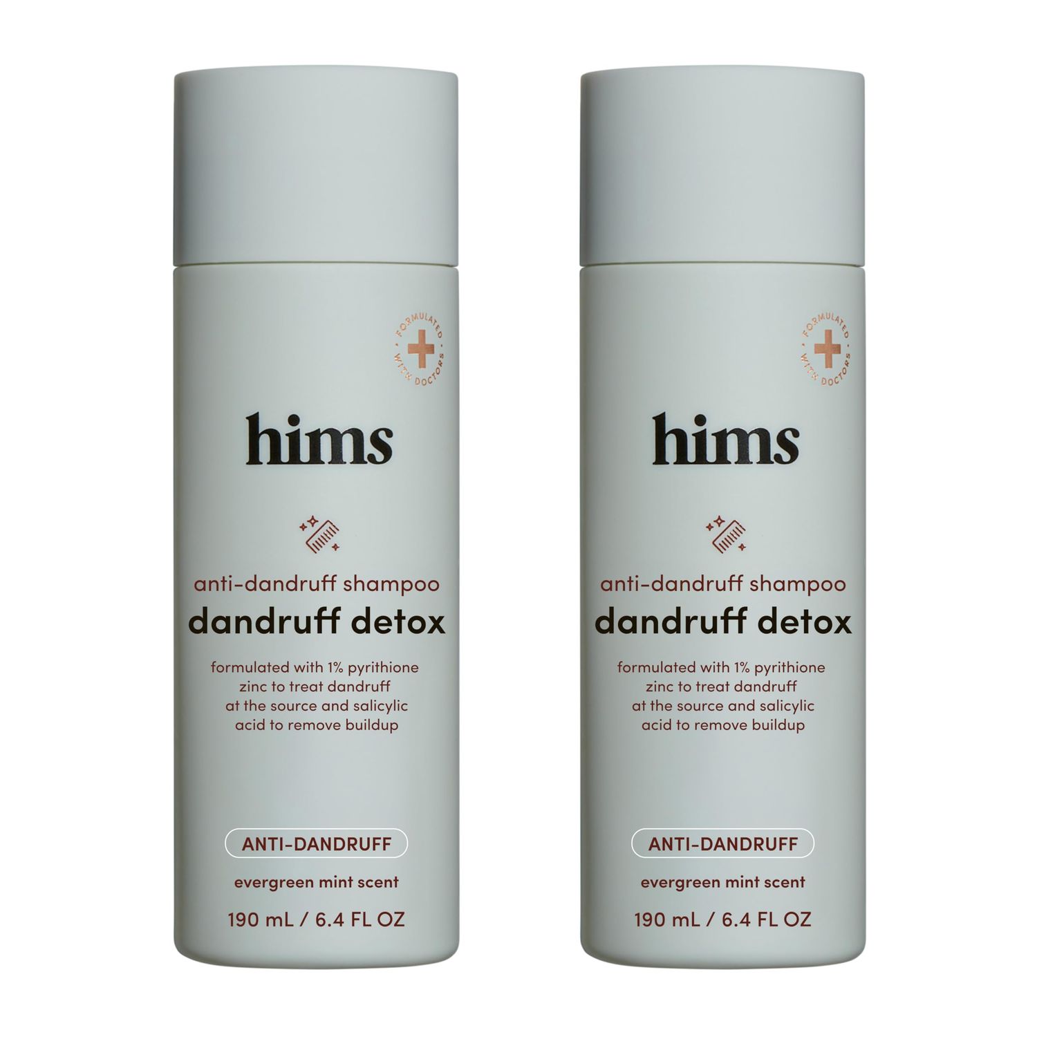 hims Dandruff Detox Anti Dandruff Shampoo, 2 Pack - Anti Dandruff Shampoo for Dry, Itchy Scalp with Pyrithione Zinc 1 and Argan Oil - Paraben Free, Sulfate Free - Evergreen Mint - 2 x 6.4 fl oz
