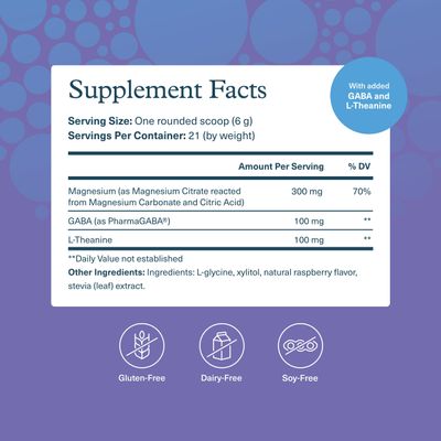 Youtheory Relax Magnesium Powder - Vegan Stress Relief Supplement with L-Theanine GABA - Supports Relaxation - Dairy, Soy Gluten Free - Berry, 4.4 oz