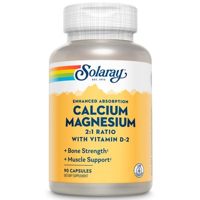 Solaray Calcium Magnesium w D2 Amino Acid Chelate 2:1, Capsule (Btl-Plastic) 90ct