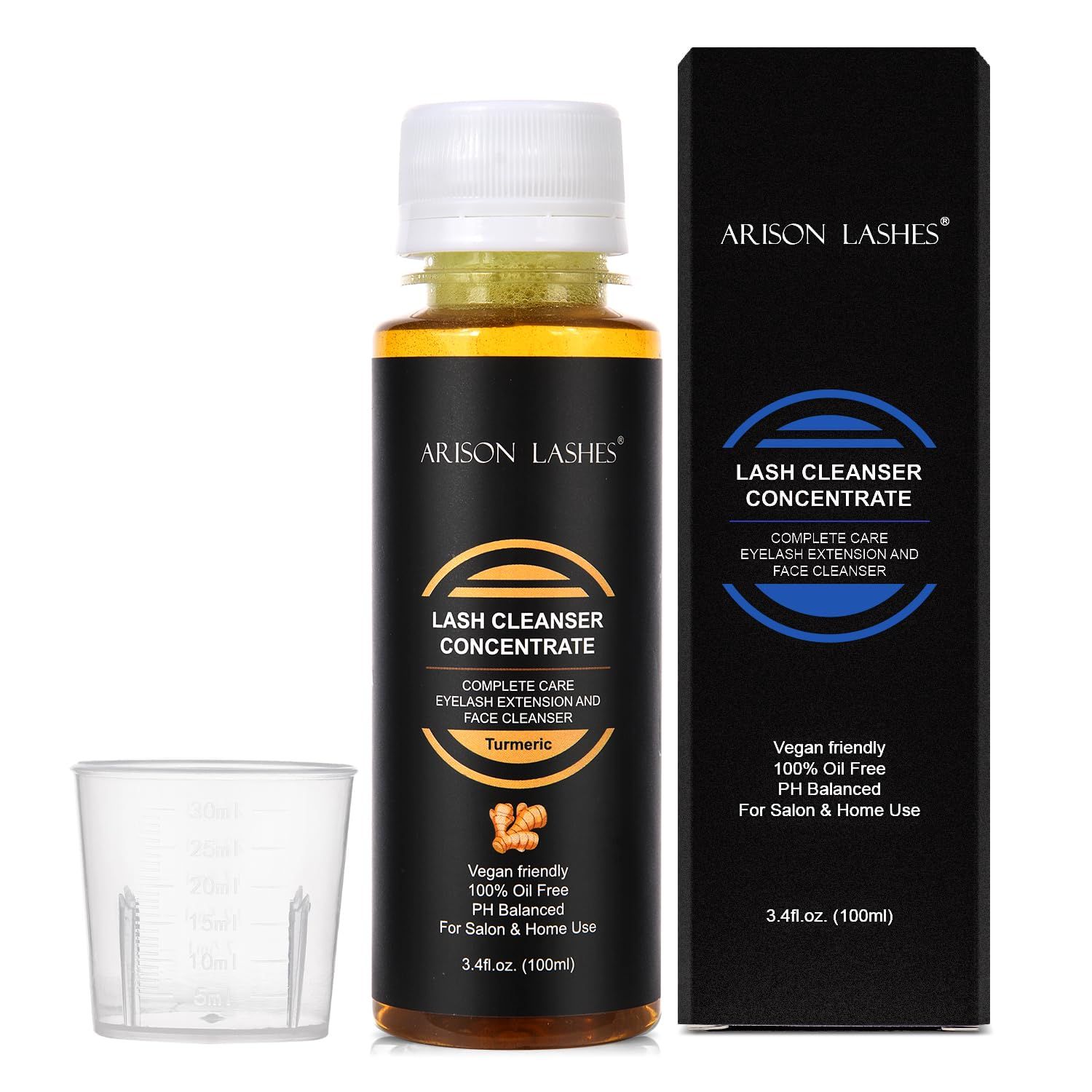 ARISON LASHES Turmeric Shampoo Concentrate 100ml Lash Extensions Shampoo Care-Makes 20 Bottles 60ml Lash Shampoo(Turmeric)