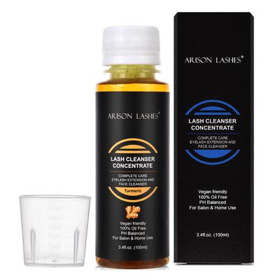 ARISON LASHES Turmeric Shampoo Concentrate 100ml Lash Extensions Shampoo Care-Makes 20 Bottles 60ml Lash Shampoo(Turmeric)