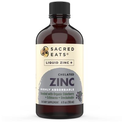 Liquid Zinc (Glycinate Chelate) with Organic Elderberry Echinacea (High in Quercetin) 4-in-1 Immune Suport Supplement for Adults Kids, Great Tasting Alcohol Gluten Free, Non GMO (4.0 Oz)