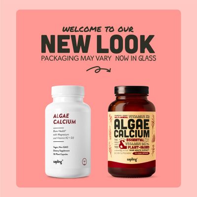 Calcium Supplement - Whole Food with Vitamin K2 D3, Magnesium, Zinc, Boron, Mineral Complex. Sourced Sustainably from Red Algae. for Bone Strength and Support. Non-GMO Vegan 90 Capsules.