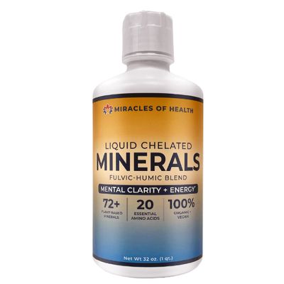 Miracles of Health Liquid Chelated Minerals - Organic Humic Fulvic Mineral Blend - 72 Plant-Based Minerals, 20 Essential Amino Acids - 100 Natural - 1 Month Supply, 32 fl. oz