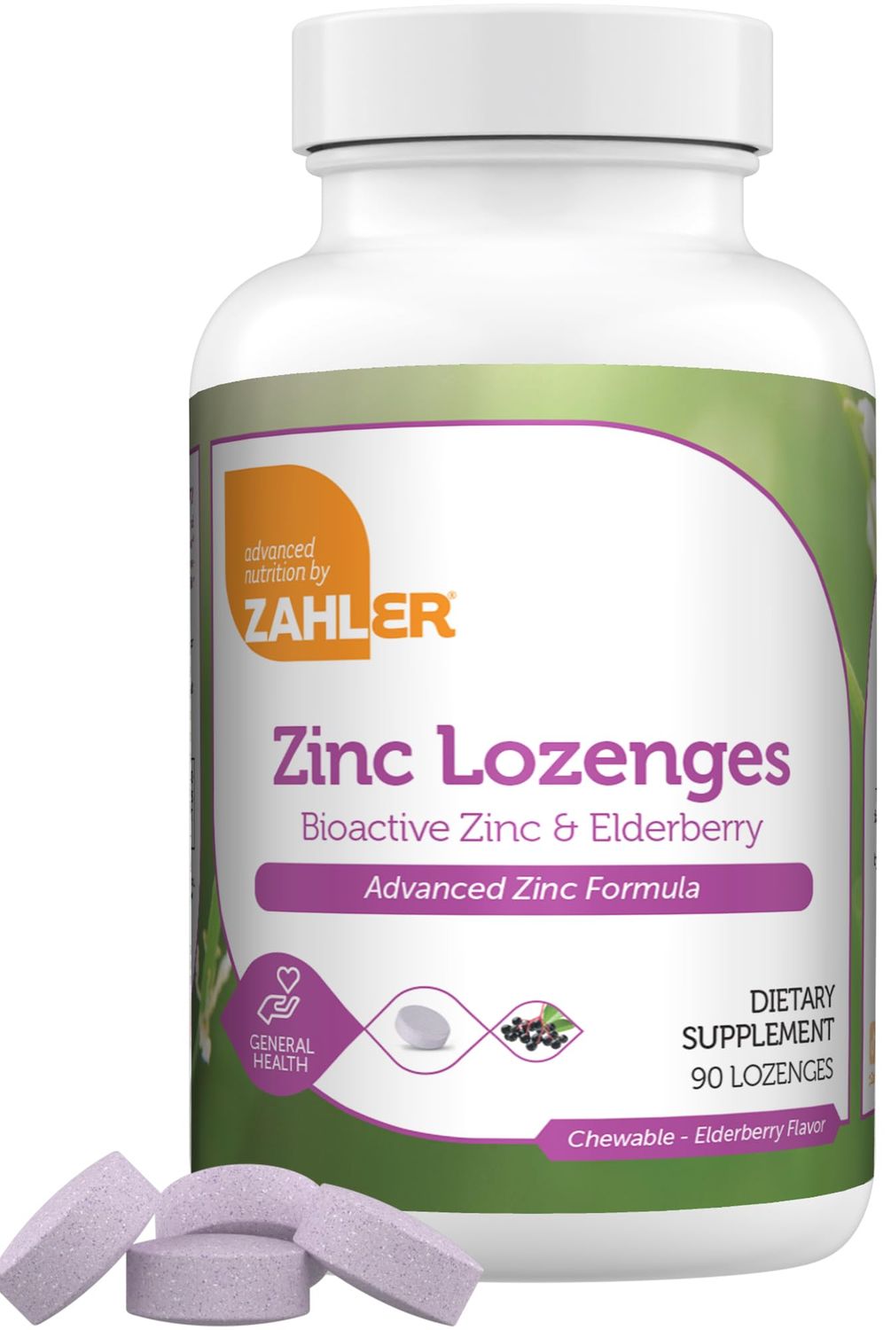 Zahler Elderberry Zinc Lozenges for Adults Kids - Delicious Chewable Zinc Sambucus Elderberry Lozenges for Immune Support - Kosher, Made in USA - Zinc Supplements for Men Women (90 Count)