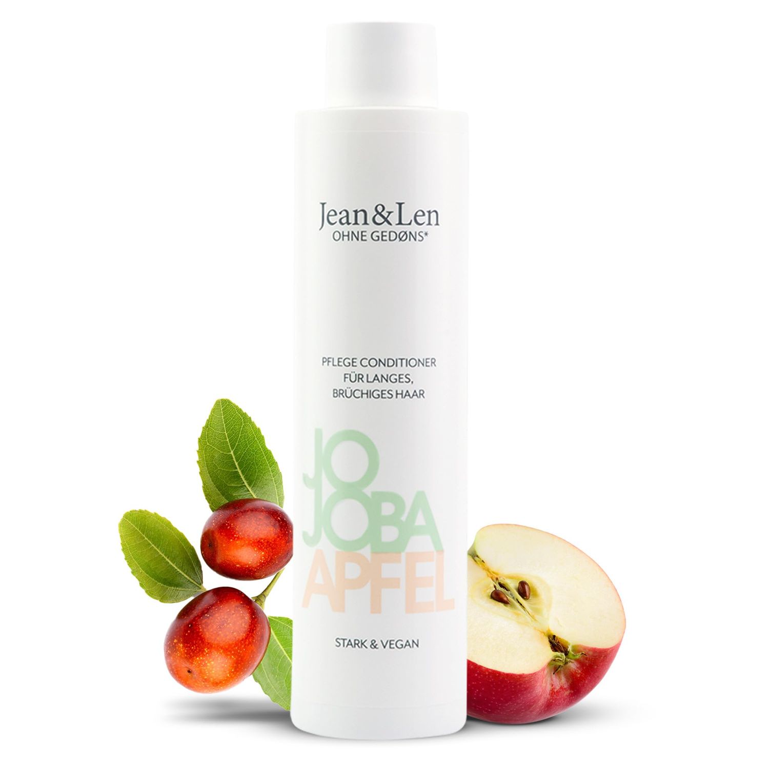 Jean Len Conditioner Care Jojoba Apple, cares for long and brittle hair ends, detangles knots and ensures better combability, conditioner without parabens silicones, vegan, 10.14 Fl. Oz.