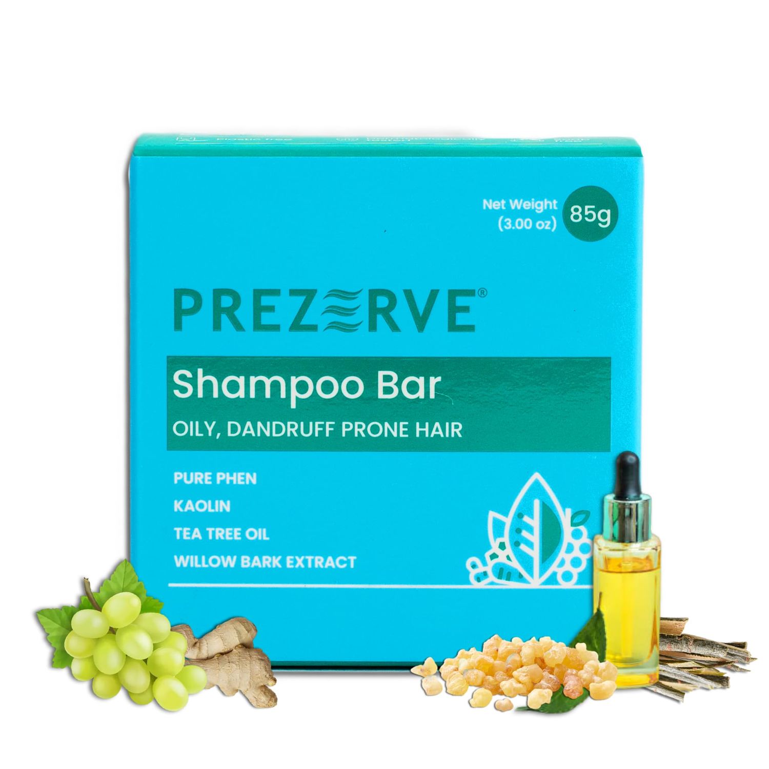 Prezerve Anti-Dandruff Shampoo Bar For Oily Itchy Scalp Sulphate Free Men Women Vegan and safe for colour treated hair Chemical Soap Free (3oz, Pack of 1) Light Green