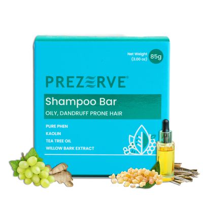 Prezerve Anti-Dandruff Shampoo Bar For Oily Itchy Scalp Sulphate Free Men Women Vegan and safe for colour treated hair Chemical Soap Free (3oz, Pack of 1) Light Green